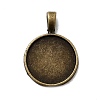 Flat Round Alloy Pendant Cabochon Settings PALLOY-N0088-28AB-NF-1