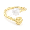 Rack Plating Textured Brass Open Cuff Rings KK-S371-07G-2