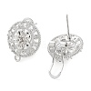 Hollow Flower Brass Micro Pave Cubic Zirconia Stud Earrings Finding KK-E083-12P-2