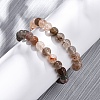 Natural Rutilated Quartz Round Beaded Stretch Bracelets for Men Women BJEW-G743-01E-1