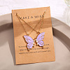 Bohemian Alloy Enamel Butterfly Pendant Necklaces for Women WG0CAA2-09-1