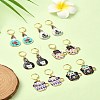 Cat Alloy Enamel Pendant Locking Stitch Markers HJEW-YW00021-2