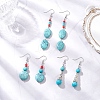 Brass Synthetic Turquoise Dangle Earrings EJEW-JE06535-1