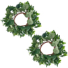 2Pcs Cloth Artificial Leaf Candle Rings Wreath AJEW-SP0004-47A-1