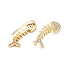 Cubic Zirconia Fishbone Dangle Earrings EJEW-A069-09G-2