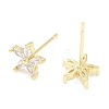 Brass Micro Pave Clear Cubic Zirconia Studs Earring for Women EJEW-S217-F04-2