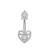 304 Stainless Steel Pave Clear Cubic Zirconia Curved Barbell Belly Rings FS-WG7A03F-05-1