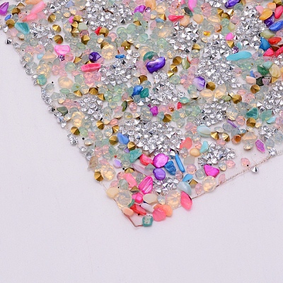 Glitter Resin Hotfix Rhinestone(Hot Melt Adhesive On The Back) AJEW-WH0120-60B-1