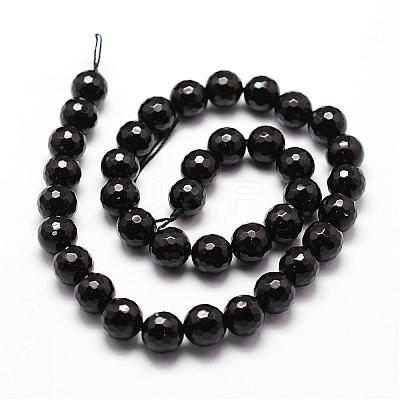 Natural Dyed & Heated Black Onyx Beads Strands G-D840-22-8mm-1