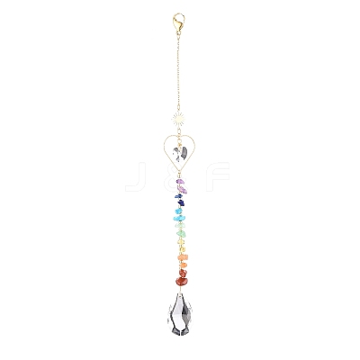 Glass Teardrop Chandelier Pendant Decorations HJEW-JM00857-1