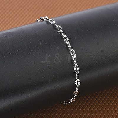 304 Stainless Steel Dapped Chains Bracelets for Women BJEW-D466-08A-P-1