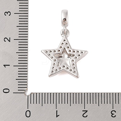 Rack Plating Brass Micro Pave Clear Cubic Zirconia Pendants KK-S380-37E-P-1