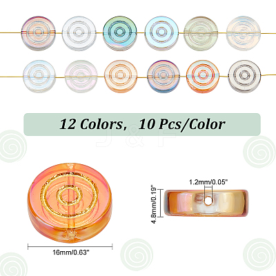 120Pcs 12 Colors Electroplate Transparent Glass Beads Strands EGLA-PH0001-39-1