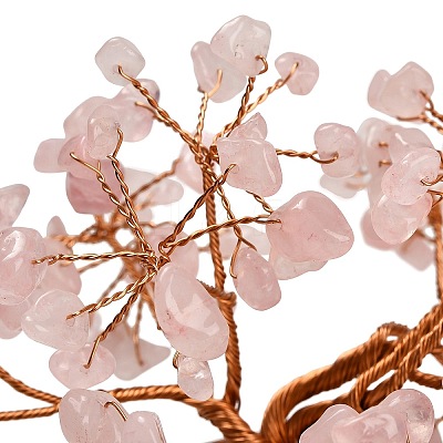 Natural Rose Quartz Chips Tree of Life Display Decorations GG-CBACC2B-02B-1