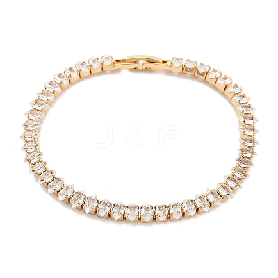 Brass Pave Clear Cubic Zirconia Horse Eye Link Bracelets BJEW-B094-03B-G-1