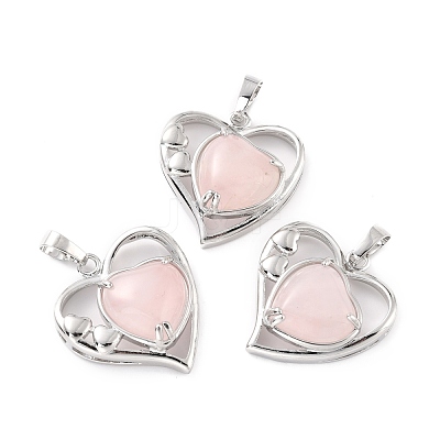 Natural Rose Quartz Pendants G-C236-01J-P-RS-1