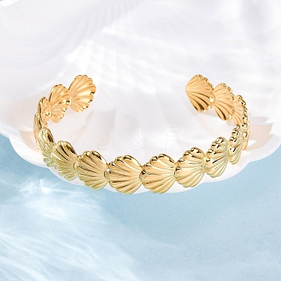 304 Stainless Steel Cuff Bangles for Women BJEW-F491-01G-04-1