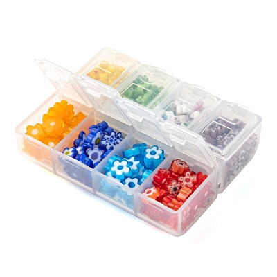 8 Colors Handmade Millefiori Glass Bead Strands LAMP-LS0001-13-1