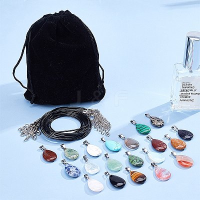 DIY Teardrop Pendant Necklaces Making Kits DIY-SC0001-33-1