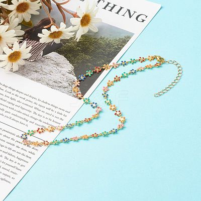 Brass Enamel Link Chain Necklaces NJEW-JN03554-1