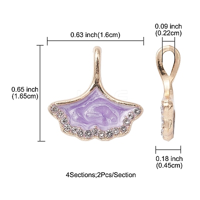 8Pcs 4 Colors Rack Plating Alloy Rhinestone Pendant ENAM-YW0003-23-1