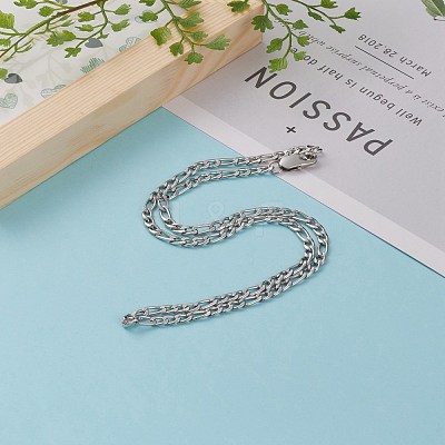 Non-Tarnish Men's 304 Stainless Steel Figaro Chain Necklace NJEW-JN03263-1