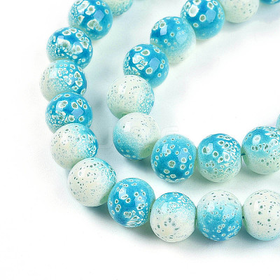 Transparent Baking Paint Glass Beads Strands X-DGLA-N009-8mm-05-1
