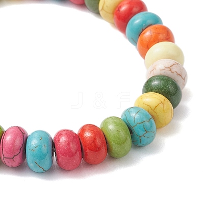 Synthetic Turquoise Rondelle Beads Stretch Bracelets for Men Women BJEW-JB12450-1