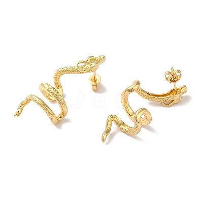 Snake Brass Ear Studs EJEW-P281-02G-1