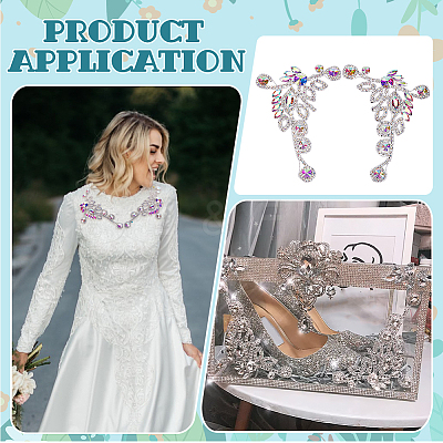 2Pcs 2 Styles Flower Alloy Rhinestone Ornament Accessories DIY-FG0008-05A-1