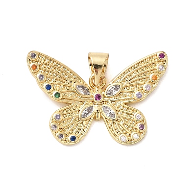 Brass Micro Pave Cubic Zirconia Pendants KK-H519-11G-1