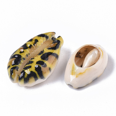 Printed Natural Cowrie Shell Beads X-SSHEL-R047-01-B06-1