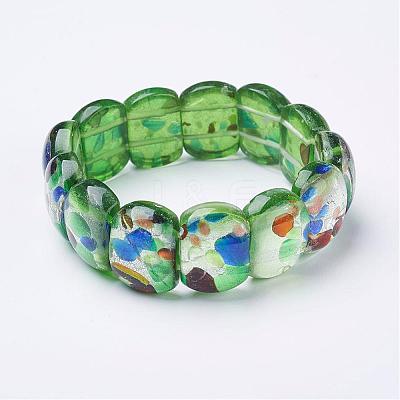 Handmade Millefiori Lampwork Beaded Stretch Bracelets BJEW-G530-01-1