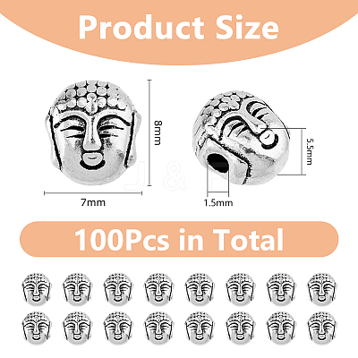 100Pcs Tibetan Style Alloy Beads TIBEB-DC0001-09-1