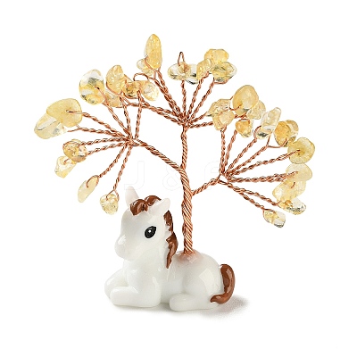 Natural Citrine Chips Tree of Life Decorations DJEW-A017-01P-1