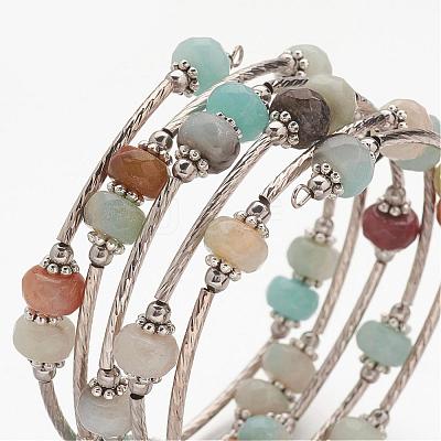 Natural Amazonite Wrap Bracelets BJEW-JB02650-04-1