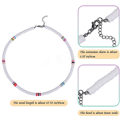 Polymer Clay Heishi Surfer Beaded Necklaces Set NJEW-SW00030-1