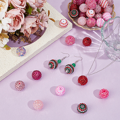 40Pcs 10 Colors Resin Rhinestone Beads RESI-PA0001-26B-1