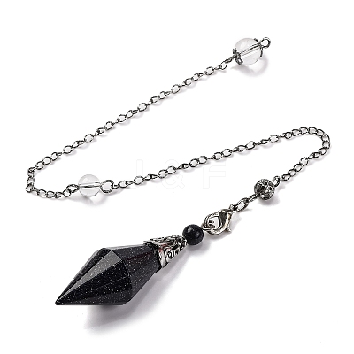 Natural & Synthetic Gemstone Rhombus Faceted Poined Dowsing Pendulums G-Q184-05AS-1