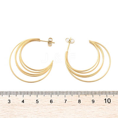 Multilayer C-Shaped 304 Stainless Steel Stud Earrings EJEW-Z098-28G-1