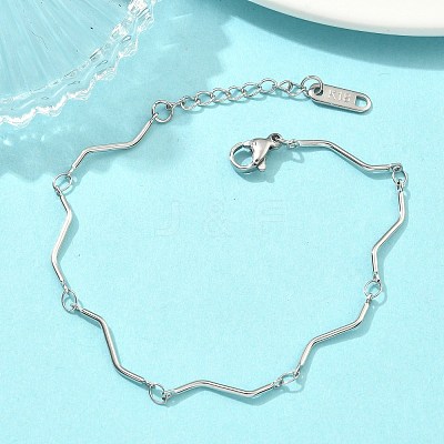 Twisted 304 Stainless Steel Bar Link Chains Bracelets for Women BJEW-D456-04P-1