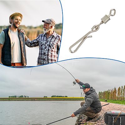 100Pcs Brass with Stainless Steel Fishing Fishhook Connector Clasp FIND-FH0010-48P-1