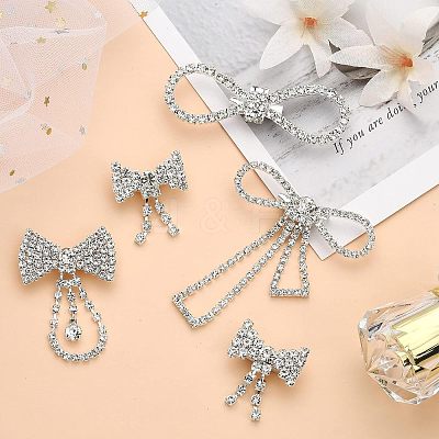12Pcs 4 Style Crystal Rhinestone Bowknot Lapel Pins JEWB-CA0001-19-1