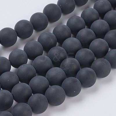 Natural Black Agate Beads Strands X-G-G447-4A-1
