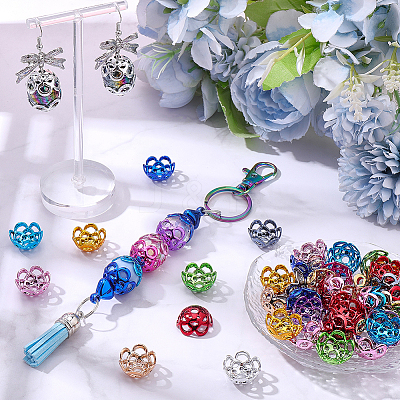 100Pcs UV Plated ABS Bead Caps OACR-SP0002-20-1