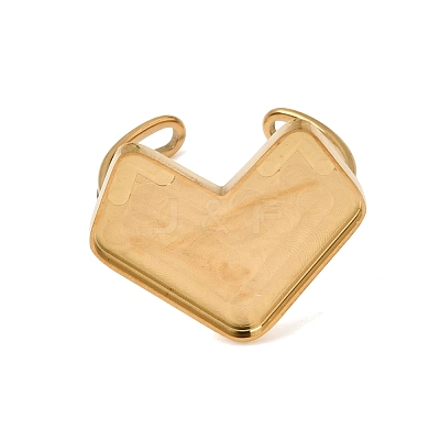 Heart 304 Stainless Steel Open Cuff Bangle Makings with Bezel Tray SA-CBABF3F-02G-03-1
