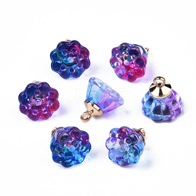 Transparent Spray Painted Glass Charms GLAA-S054-27A-1
