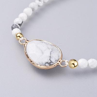 Adjustable Natural Howlite Braided Bead Bracelets BJEW-JB04559-05-1