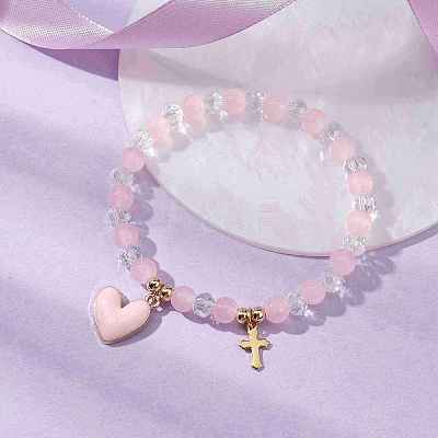 Glass Round Beaded Stretch Bracelets BJEW-JB09909-05-1