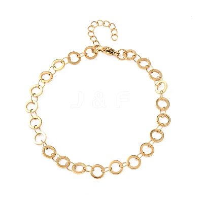 304 Stainless Steel Ring Link Chain Bracelets BJEW-P373-02A-G-1